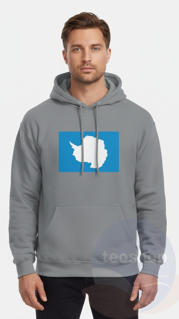Sweat À Capuche – Drapeau De L'Antarctique – Imprimé – Coton Mélangé