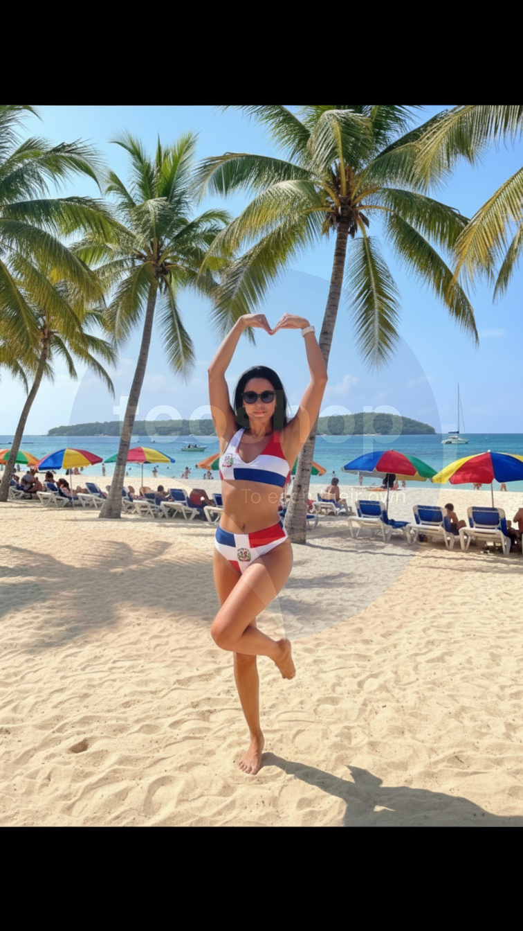 Maillot De Bain Femme – Drapeau De La République Dominicaine – 2 Pièces