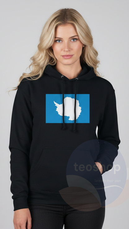 Sweat À Capuche – Drapeau De L'Antarctique – Imprimé – Coton Mélangé