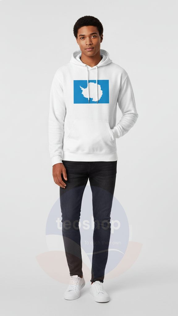 Sweat À Capuche – Drapeau De L'Antarctique – Imprimé – Coton Mélangé